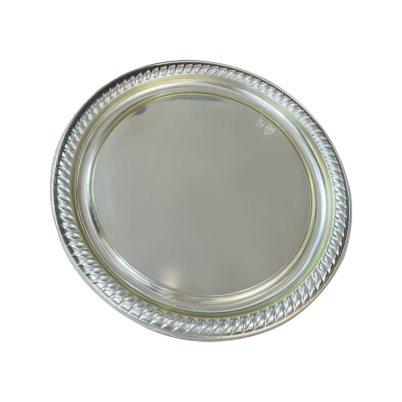 Khay tròn cạnh hình quạt màu bạc